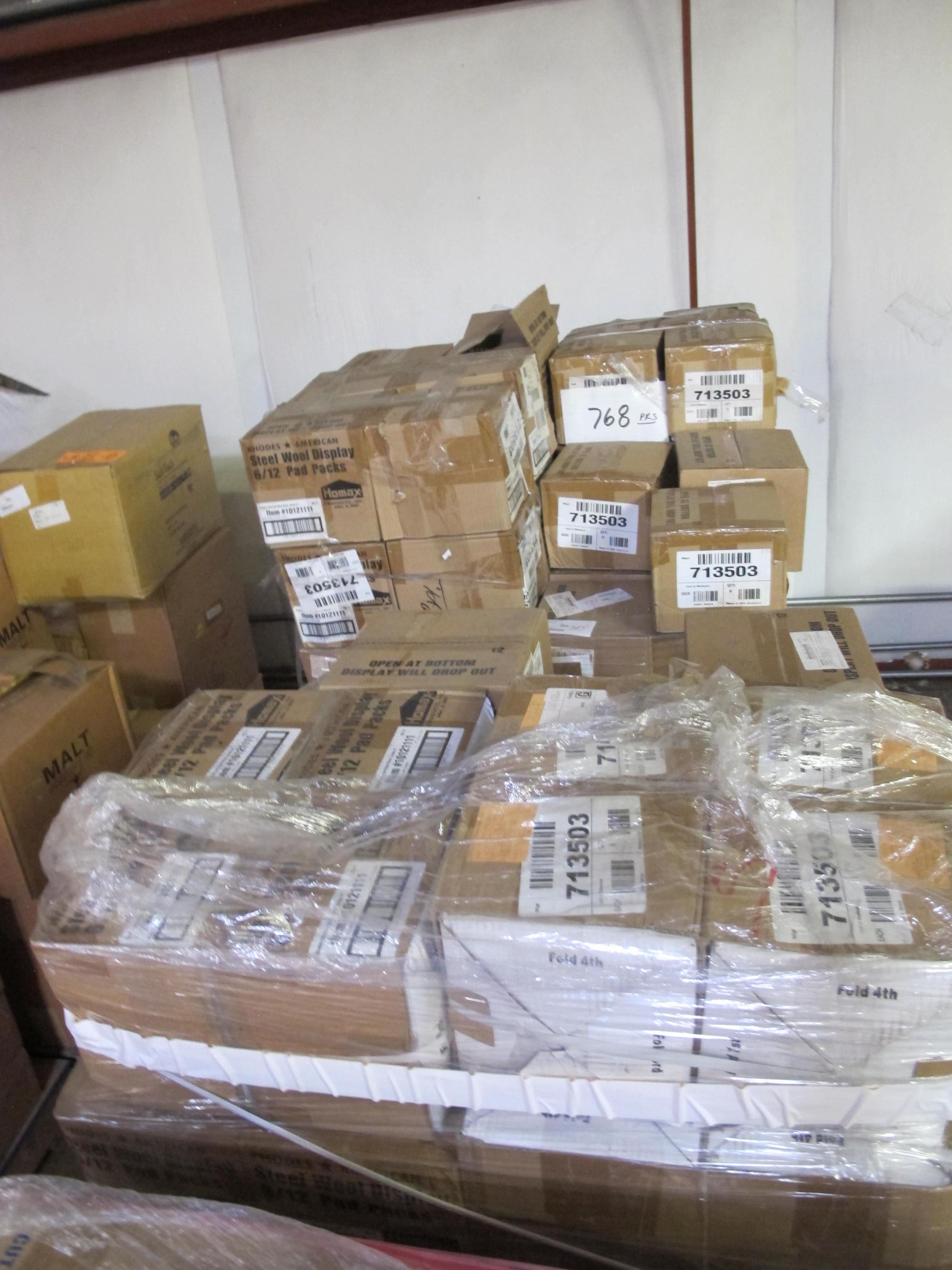 (1308) 12 PAD PACKS STEEL WOOL. LOADING & HANDLING FEE $30-4096